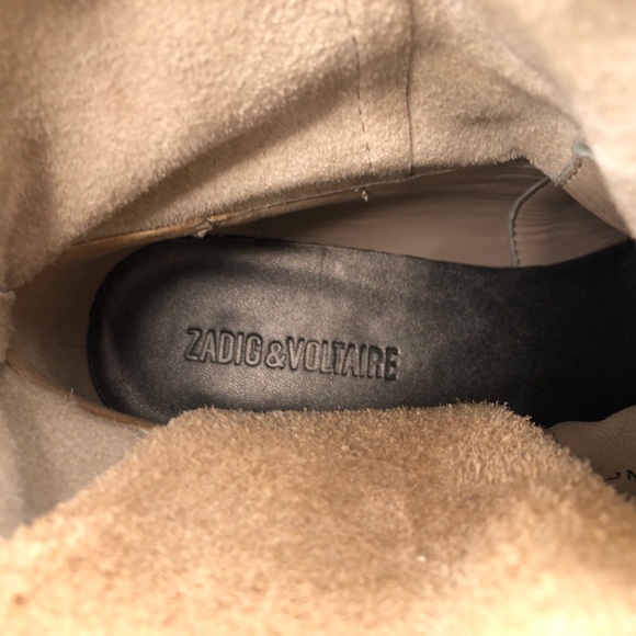 Zadig & Voltaire Pearce Fringe Taupe Suede Ankle Booties 8M - Picture 9 of 14